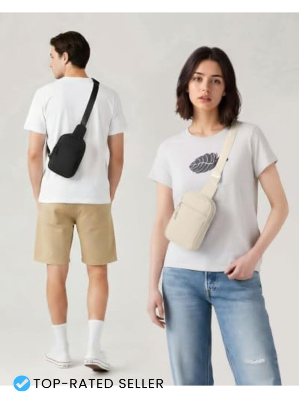 Water-Resistant Nylon Sling Bag Crossbody Fanny Pack with Extended Strap - Picture 2 of 6